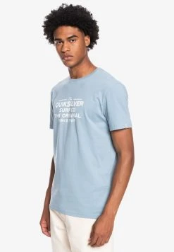 Quiksilver FEEDING LINE MANCHES COURTES - T-shirt Imprimé - Faded Denim