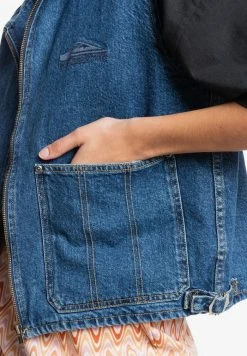 Quiksilver ROAD NIGHT - Veste Sans Manches - Medium Blue -Quiksilver Soldes 1a5d1d991c7244d9a5b6f36f1bebea98