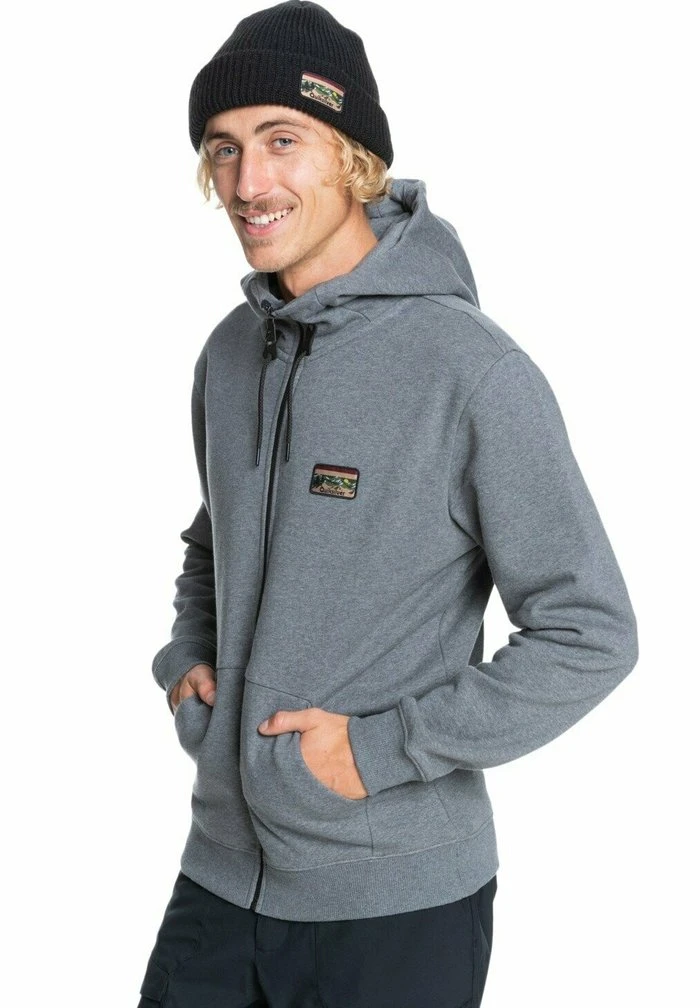 Sweat à capuche zippé - heather grey Quiksilver Sweat à Capuche Zippé - Heather Grey -Quiksilver Soldes 1dc040de47e040fba01cde911b1ac3c5