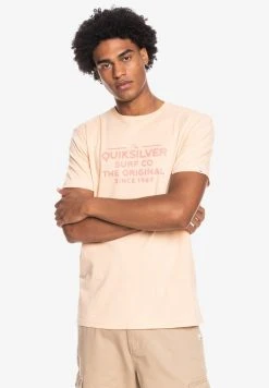 Quiksilver FEEDING LINE MANCHES COURTES - T-shirt Imprimé - Almond Cream