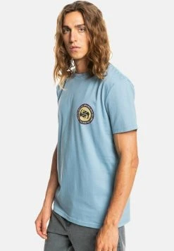 Quiksilver CIRCLE GAME - T-shirt Imprimé - Faded Denim -Quiksilver Soldes 270829428b4a479d9f7db4c5562bc575