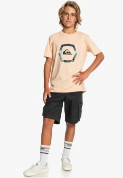 Quiksilver UPRISE SS YTH - T-shirt Imprimé - Almond Cream