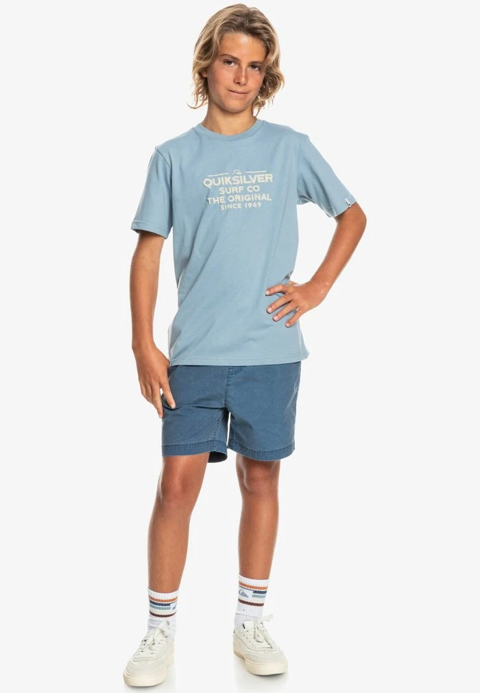 FEEDING LINE - T-shirt imprimé - faded denim Quiksilver FEEDING LINE - T-shirt Imprimé - Faded Denim -Quiksilver Soldes 30980abc1d114420989612390a337ae8