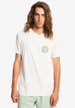 Quiksilver BE STILL MANCHES COURTES - T-shirt Imprimé - Antique White