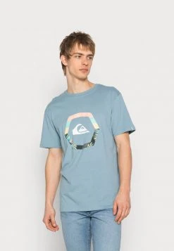 Quiksilver UP RISE - T-shirt Imprimé - Faded Denim