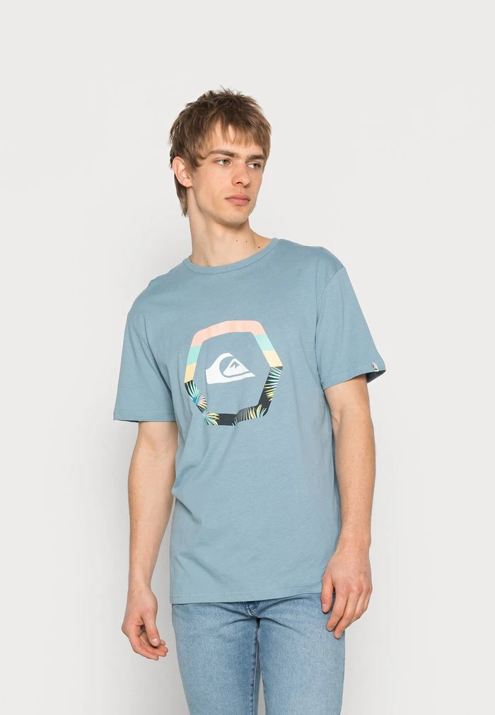 UP RISE - T-shirt imprimé - faded denim Quiksilver UP RISE - T-shirt Imprimé - Faded Denim -Quiksilver Soldes 4c4144b426f941bda08046a6f15794ae
