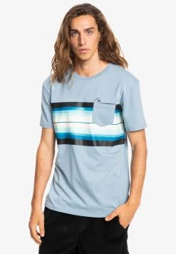 Quiksilver RESIN TINT - T-shirt Imprimé - Faded Denim