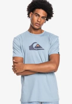 Quiksilver COMP LOGO SS - T-shirt Imprimé - Faded Denim