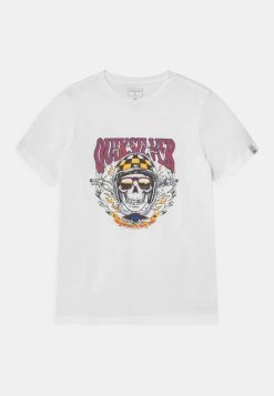 Quiksilver BIKER SKULL - T-shirt Imprimé - White