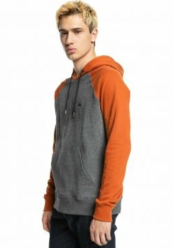 Quiksilver ESSENTIALS - Sweat à Capuche - Dark Grey/orange