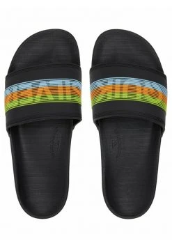 Quiksilver RIVI WORDMARK - Sandales De Bain - Black/orange/blue -Quiksilver Soldes 681e4981ff7942fa968994b7dfedea6e