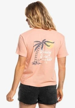 Quiksilver MANCHES COURTES - T-shirt Imprimé - Peach Pink -Quiksilver Soldes 6dbb94507ac340e6ad175640505f4d11
