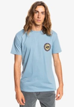 Quiksilver CIRCLE GAME - T-shirt Imprimé - Faded Denim
