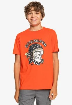 Quiksilver SKULL TROOPER SS YTH - T-shirt Imprimé - Cherry Tomato