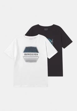 Quiksilver DRIFT REVIVAL TEE 2 PACK - T-shirt Imprimé - Black/white