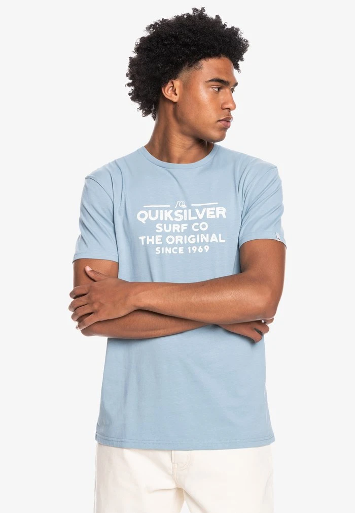 FEEDING LINE MANCHES COURTES - T-shirt imprimé - faded denim Quiksilver FEEDING LINE MANCHES COURTES - T-shirt Imprimé - Faded Denim -Quiksilver Soldes 87041687272a4dbda4d70fe7ebba172a
