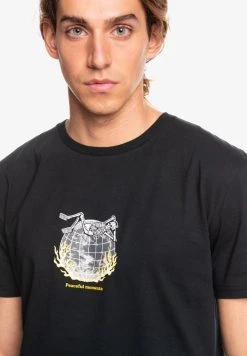 Quiksilver ACTION REPLAY - T-shirt Imprimé - Black -Quiksilver Soldes 895ac61171c042ae968b206a0b264d9e