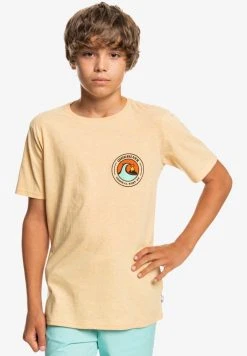 Quiksilver CLOSED BUBBLE - T-shirt Imprimé - Almond Cream Heather
