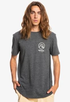 Quiksilver GONE WORDS MANCHES COURTES - T-shirt Basique - Charcoal Heather