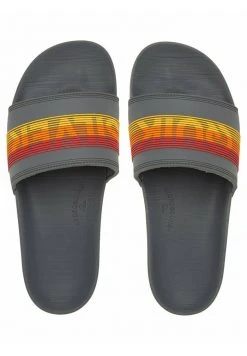 Quiksilver RIVI WORDMARK - Sandales De Bain - Grey/grey/red