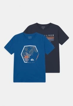 Quiksilver FADING FORTUNE TEE 2 PACK - T-shirt Imprimé - Classic Blue/navy Blazer