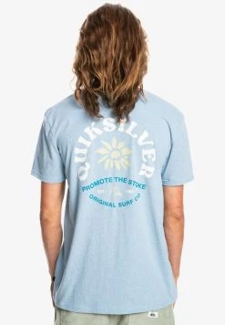 Quiksilver SIMPLE SCRIPT - T-shirt Imprimé - Faded Denim Heather -Quiksilver Soldes c4d51ac769354bcc9468717a9c4259f1