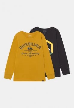 Quiksilver SIMPLE BOLD TEE YOUTH 2 PACK - T-shirt à Manches Longues - Nugget Gold/black