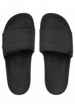 Quiksilver RIVI SLIDE ADJUST - Sandales De Bain - Black/grey/black -Quiksilver Soldes d993b35737f4435f98c172c23f824871