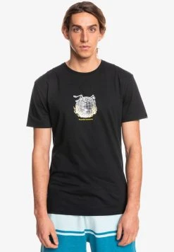 Quiksilver ACTION REPLAY - T-shirt Imprimé - Black