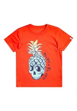Quiksilver GOLDEN PINEAPPLE - T-shirt Imprimé - Cherry Tomato
